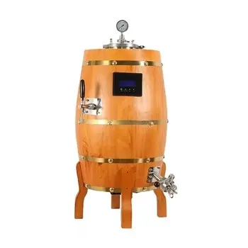 Máquina de fermentación interior cónica de acero inoxidable, 30L, apariencia de madera, barril para cerveza casera