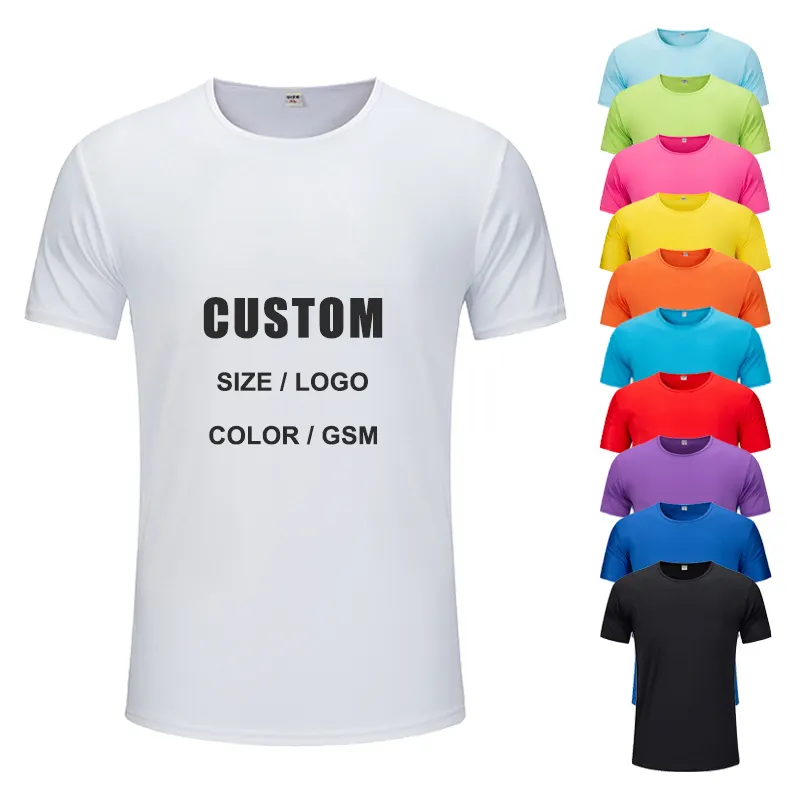 Camiseta de sublimación de poliéster 100, camiseta blanca en blanco, camiseta personalizada, camisetas de fabricantes, camiseta de elección al por mayor para hombres