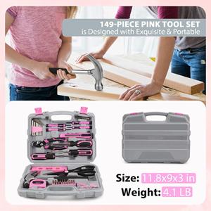 Basic Pink 149pcs Home Repair Tool Set for Women <strong>Small</strong> Tool <strong>Kit</strong> with Plastic Toolbox for Easy Repairs - Product Image 5