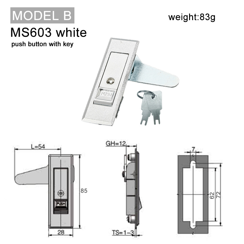 MS603 white push button with key Model B: 83g