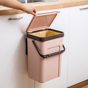 Cubo de basura de plástico montado en la pared para el hogar, cubo de basura con tapa y mango, contenedor convenientemente almacenado para basura - Product Image 3