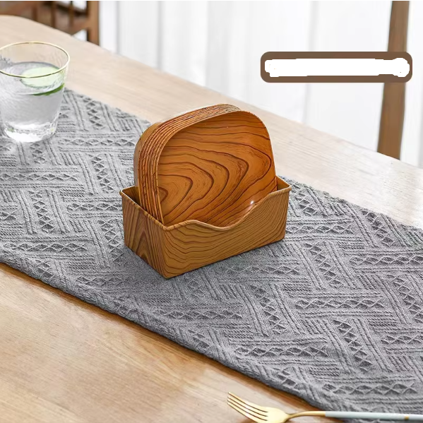Couleur grain de bois 8 assiettes+1 socle