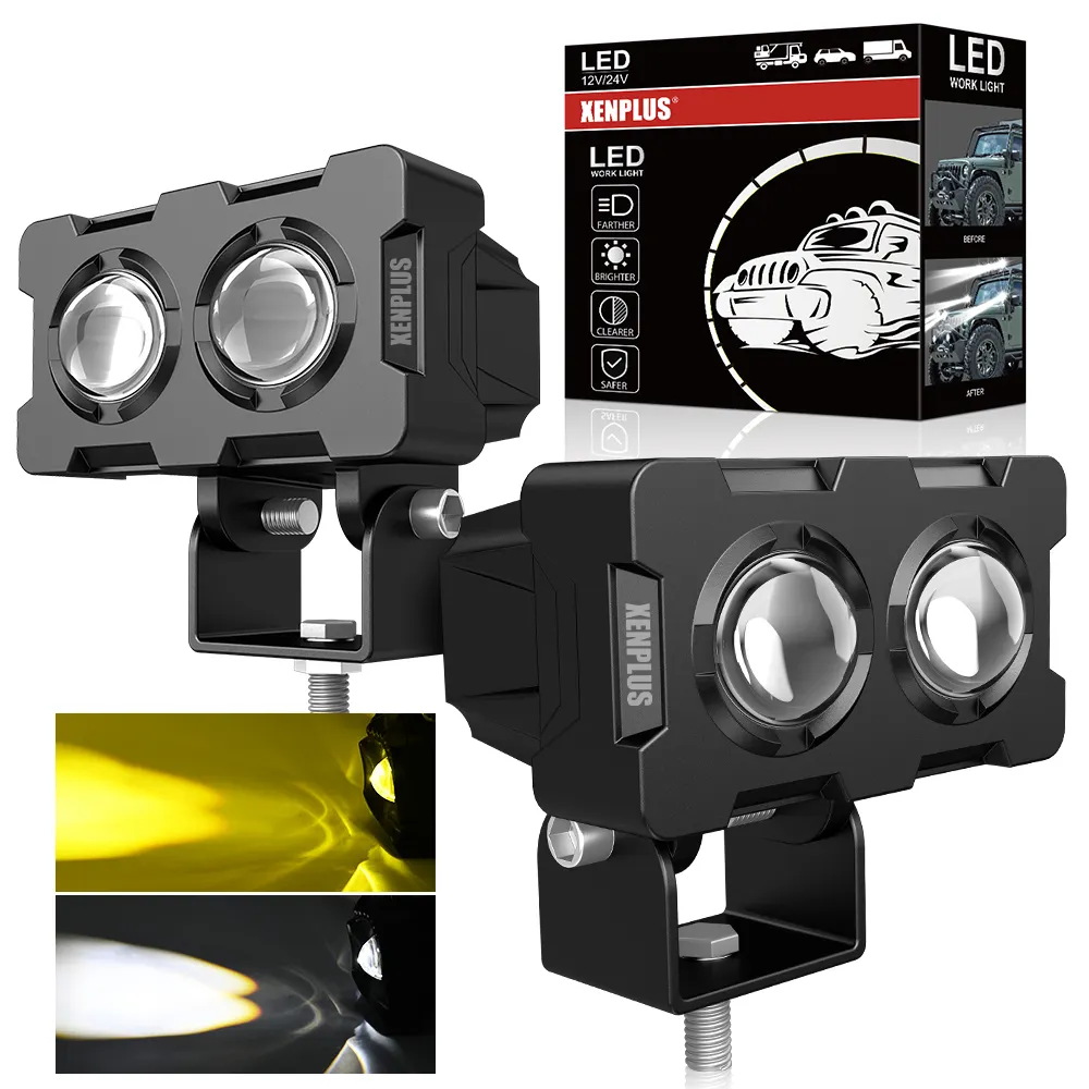 Xenplus-Luz LED de trabajo LW12 para todos los coches, iluminación de trabajo, blanca, ámbar, 12V, Universal, Prius 2007, 20, 8, 2021, 2023