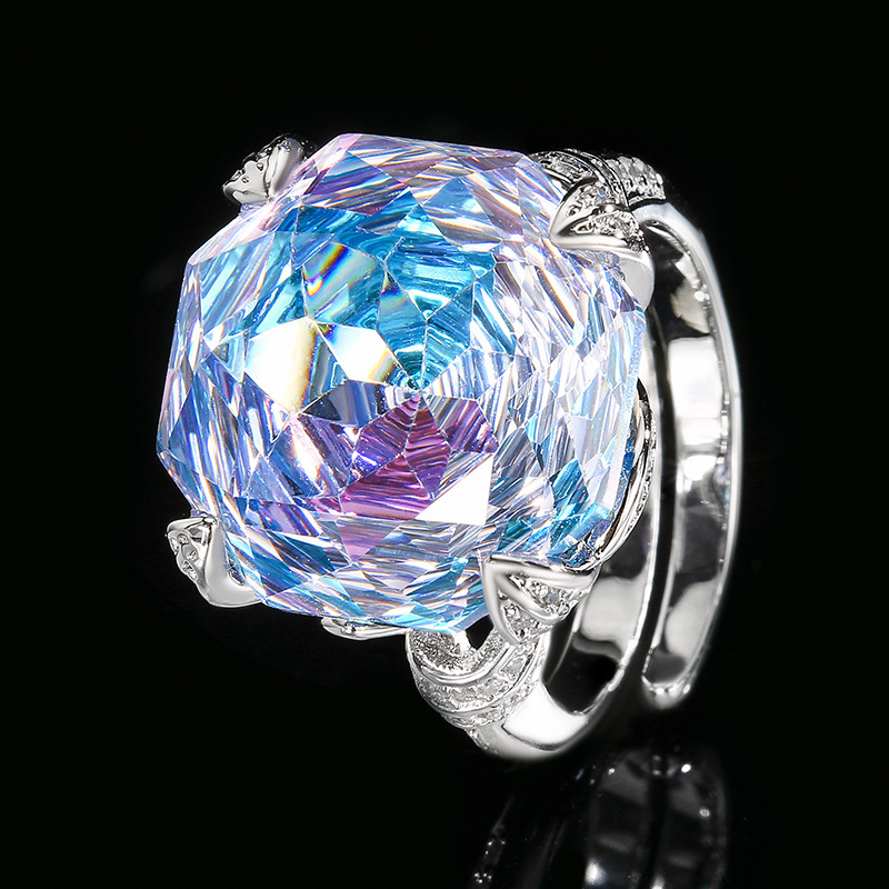 Bague ouverte rose et bleue