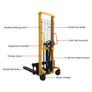 Herramientas de manipulación de materiales Apilador manual de horquilla 1ton 2ton 3ton 1,6 M Altura de elevación Apilador manual hidráulico de paletas manuales - Product Image 4