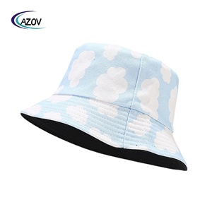 Primavera Nuevo Sombrero de cubo de lona Refrescante Cielo azul Patrón de nubes blancas Desgaste de doble cara Sombrero de cubo Sombrero al aire libre - Product Image 5