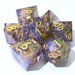 ชุดลูกเต๋าเรซิน DND ทำด้วยมือ-ลูกเต๋า RPG หลายเหลี่ยมสีม่วงและสีขาวควันพร้อมใบแฟนตาซีสำหรับ Games-N49กระดานดันเจี้ยนและมังกร - Product Image 5