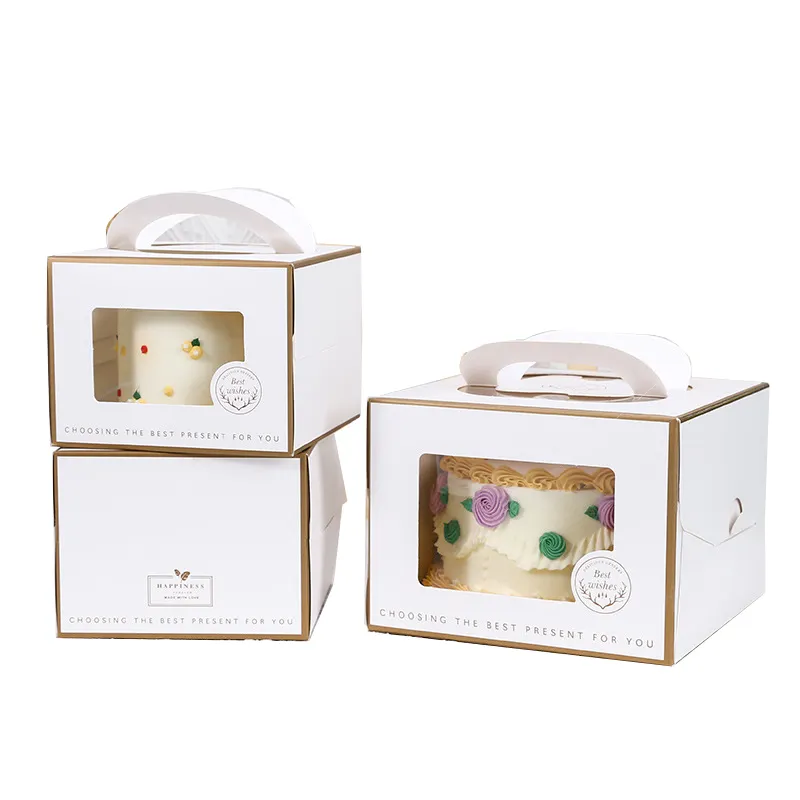 Contenitore portatile bianco torta dolce imballaggio trasparente scatola regalo cibo con finestra matrimonio per festa di compleanno ospite