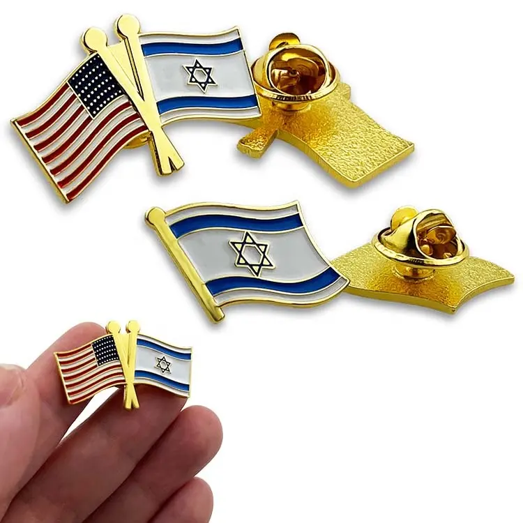 Israel Amerika Freundschaft Flagge Abzeichen Land Flagge Flaggen Metall Patriotische Anstecknadel Souvenir