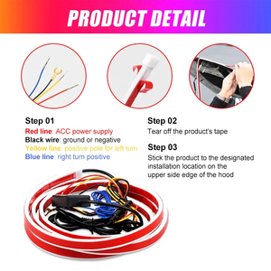 ไฟฝากระโปรงหน้ารถ LED 12V RGB พร้อมสัญญาณเลี้ยว DRL ควบคุมแอปไฟนีออนสำหรับวิ่งกลางวันโคมไฟตกแต่งรถยนต์ - Product Image 2