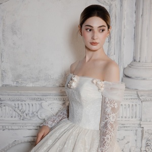 सुरुचिपूर्ण सरल और मीठा एकल-कंधे की ब्राइडल शादी पोशाक पोशाक भव्य डिजाइन समर्थन - Product Image 3