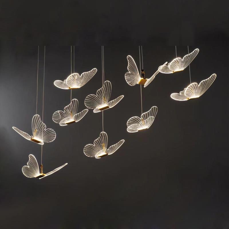 10 lampadari a farfalla in acrilico