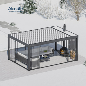 عريشة بيرجولا عصرية فاخرة مقاومة للرياح والثلوج في الأماكن الخارجية المفتوحة ومزودة بنظام تظليل خارجي تلقائي لحمام السباحة - Product Image 3