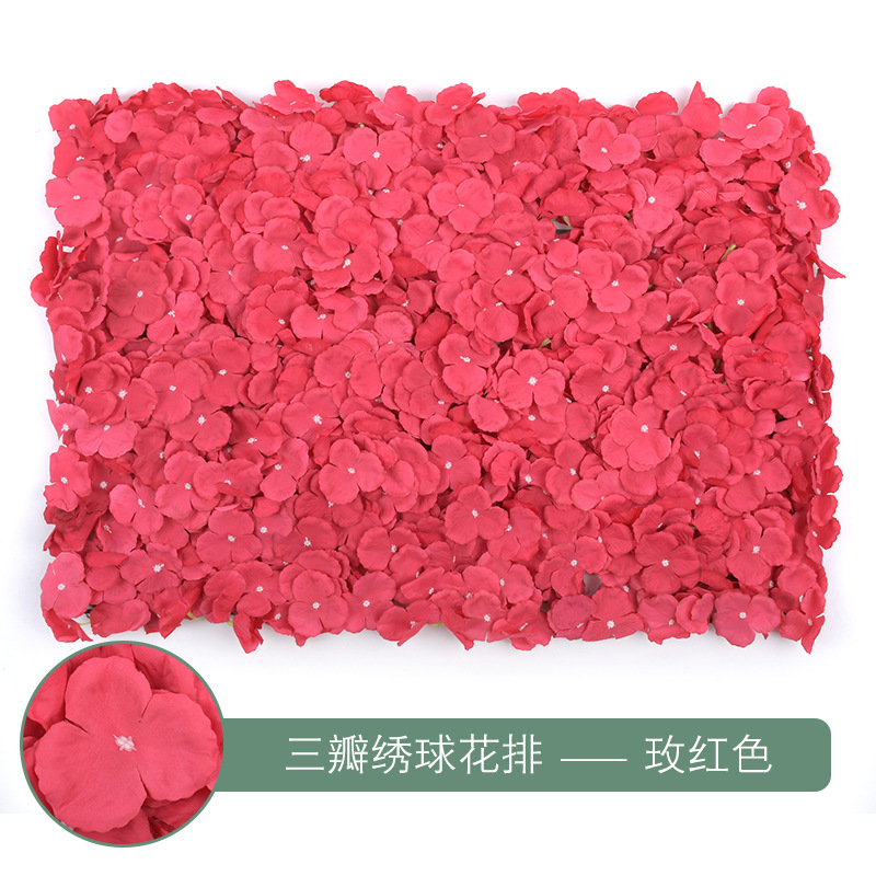 Rangée d'hortensia à trois pétales-rose rouge