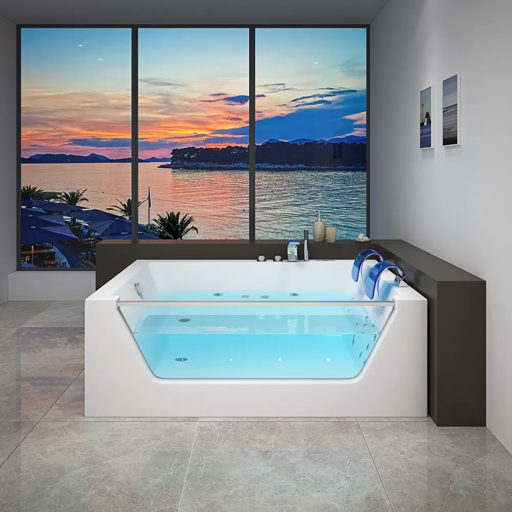 Spa intérieur Jacuzi, grande baignoire de massage, baignoire 2 personnes baignoire à remous acrylique moderne relax autoportant hydromassage égouttoir