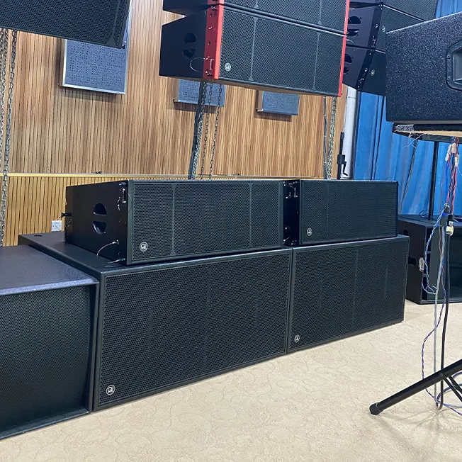 Sistem suara Audio profesional untuk acara luar ruangan dan dalam ruangan Speaker Array Line 12 inci aktif ganda dan subwoofer pasif dual 18