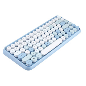 2.4GHz <strong>Wireless</strong> <strong>Keyboard</strong> Typewriter <strong>Keyboard</strong> with 86 Colorful Round Key Office Computer Retro <strong>Keyboard</strong> - Product Image 1