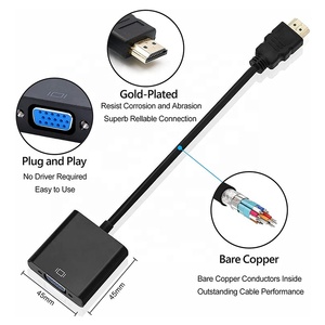 1080P <strong>HDMI</strong> Male to <strong>VGA</strong> Female Converter Adapter Cable with 3.5MM Audio Cable for Notebook Computer Laptop PC Monitor Projector - Product Image 2