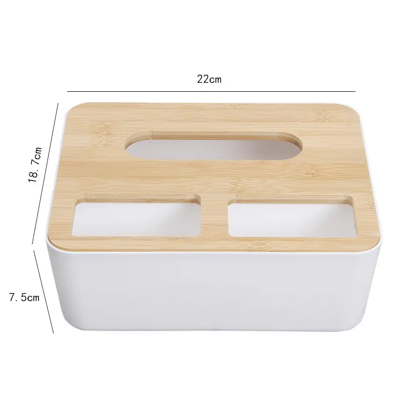 Ready to ShipIn StockFast DispatchModern European-style Round Household Plastic Container Tissue Box With Wooden Lid