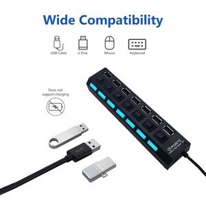 Just <strong>Link</strong> 7-Port LED <strong>USB</strong> 2.0 Adapter Hub Splitter with Power Adapter On/Off Fuse Button for <strong>PC</strong> - Product Image 4