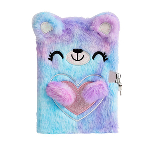 A5 Plush Bear <strong>Notebook</strong> <strong>with</strong> <strong>Lock</strong> for Girls Cartoon Beer <strong>Notepad</strong> Journal Diary - Product Image 2