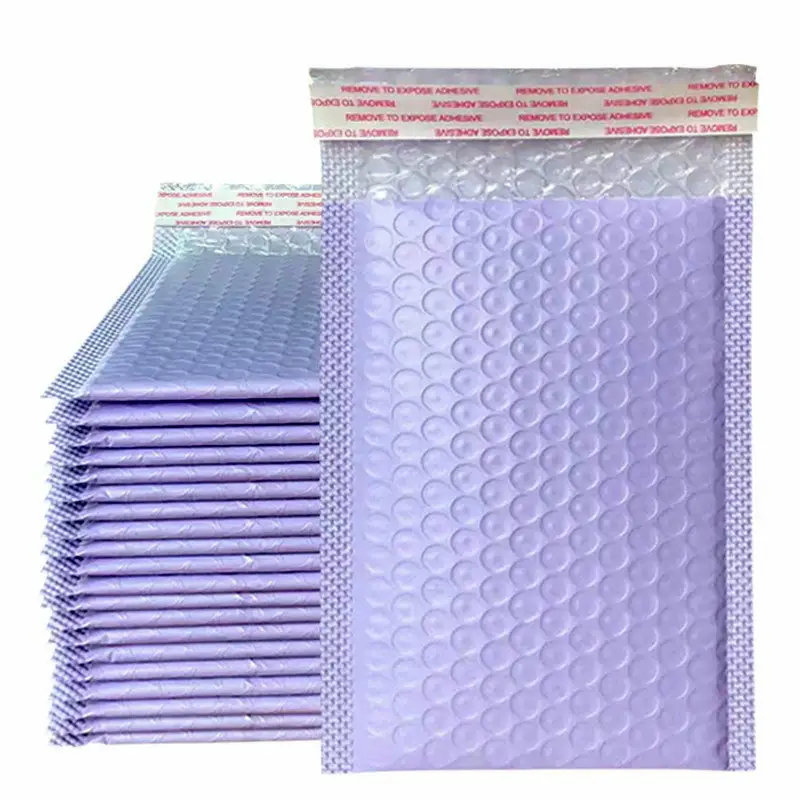 Purple Poly Bubble Mailers Padded Envelopes Shipping Bags with Waterproof Shockproof Tearproof Foam and Self Adhesive Stripe