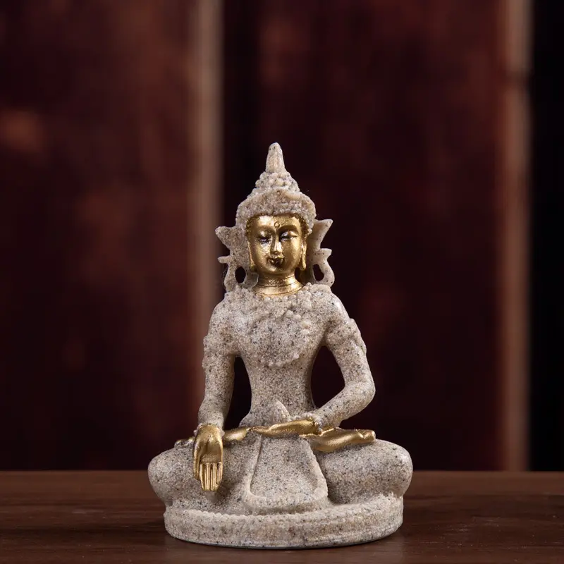 Accesorios de mesa nórdicos modernos para interiores, estatua de Buda sentado en negro dorado, arte artesanal, decoración del hogar, piezas de decoración