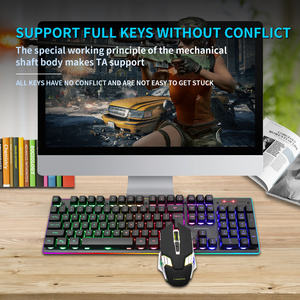 104 teclas RGB computadora inalámbrica USB recargable Gaming Teclado mecánico y ratón Combos - Product Image 3
