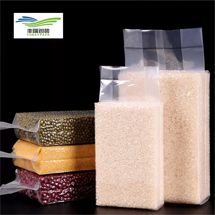 Foraypack gıda sınıfı şeffaf Pa/Pe plastik vakum torbaları/gıda vakum ambalaj kılıfı fasulye pirinç tohumu torba gıda vakum pirinç çuvalı