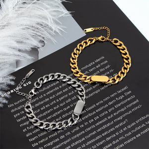 防水高端18K PVD镀金古巴链手链女性个性化名字手链 - Product Image 2