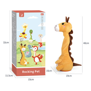 BGL salıncak kayıt tekrar zürafa peluş doldurulmuş oyuncak hayvan PP pamuk ses ve ışık efektleri ile dolu - Product Image 5
