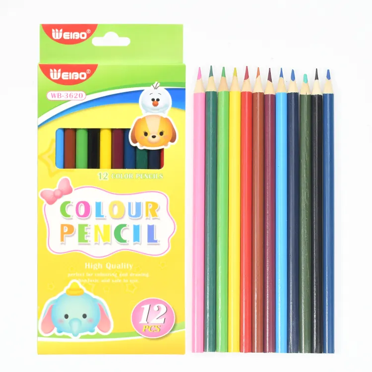 Atacado Fábrica venda infantil 12pcs lápis de cor Set Cilíndrico Lápis Coloridos para Desenho