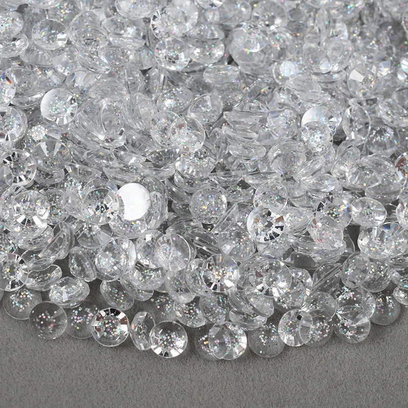 Commercio all'ingrosso della fabbrica 3mm 4mm 5mm 6mm decorazione di arte del chiodo pietre di cristallo rotonde Flatback stellato resina trasparente strass