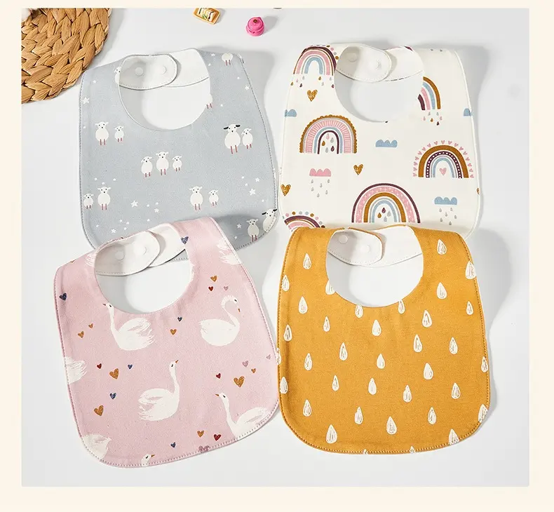 Anak-anak dicetak handuk air liur bayi katun Bib bayi baru lahir hadiah ulang tahun celemek bayi katun organik