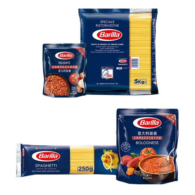 Bedrukking Hoge Kwaliteit Biscuit Taart Rijst Spaghetti Voedsel Midden Verzegelde Staande Pouch Verpakking Zakken