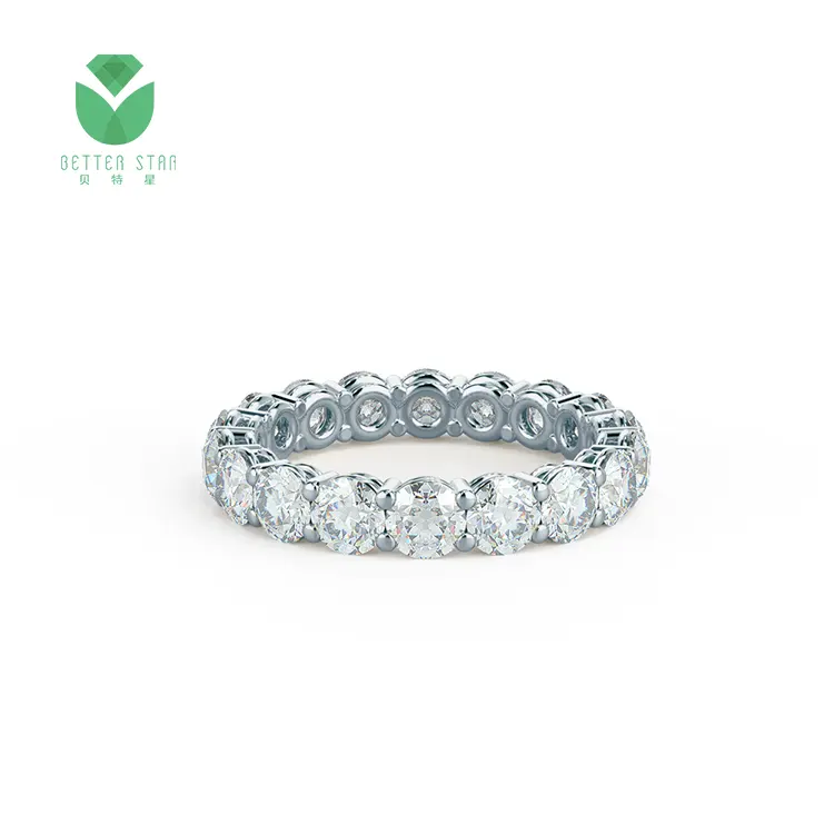 Anello di diamanti da laboratorio con pavé di alta qualità a buon mercato anello di diamanti in oro bianco 18 carati con vero diamante CVD per le donne anello di diamanti sintetici
