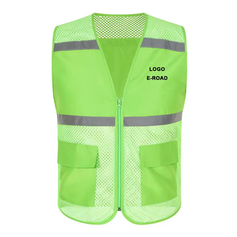 Hi vis jaket keselamatan pakaian kerja rompi keselamatan jaring kerja reflektif dengan saku
