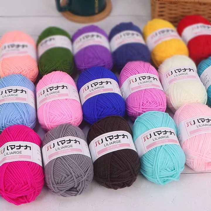 HENGYI Combed 25g Knitting Yarn 100% Recycled Cotton Dyed Spun Yarn Crochet 100% Acrylic 100% Milk C