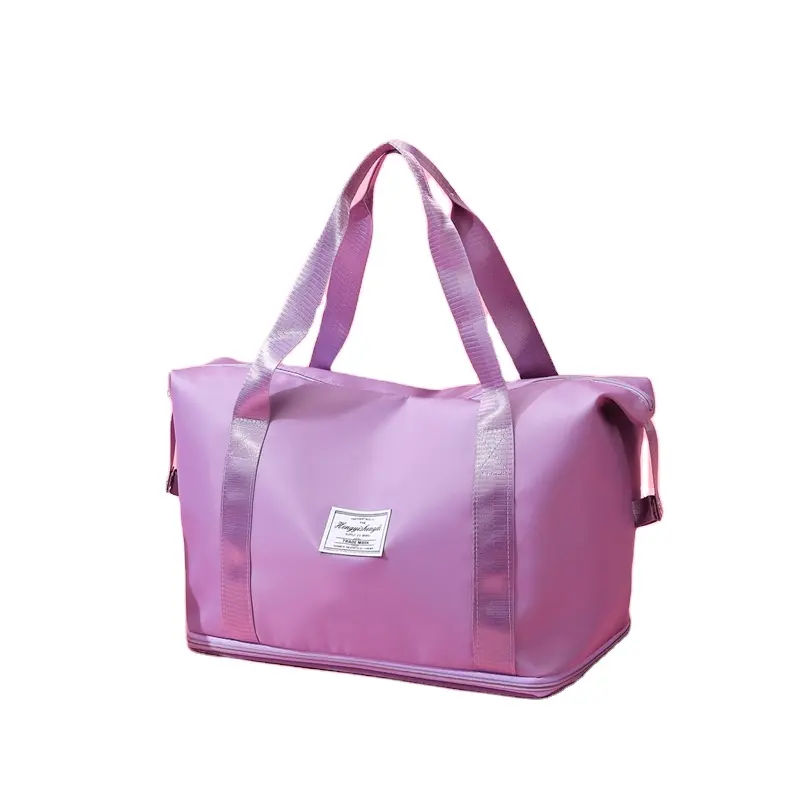 Fashion Folding Travel Duffel Bag Expandable Tote Women Foldable Small Mini Water Smell Proof Pink Purple Yoga Duffel Bag