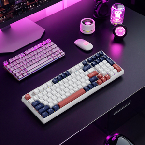 Teclado mecánico ergonómico para juegos inalámbrico RGB de 98 teclas, tres modos, intercambiables en caliente para Mac/PC/Win, multiordenador, escritorio árabe - Product Image 1