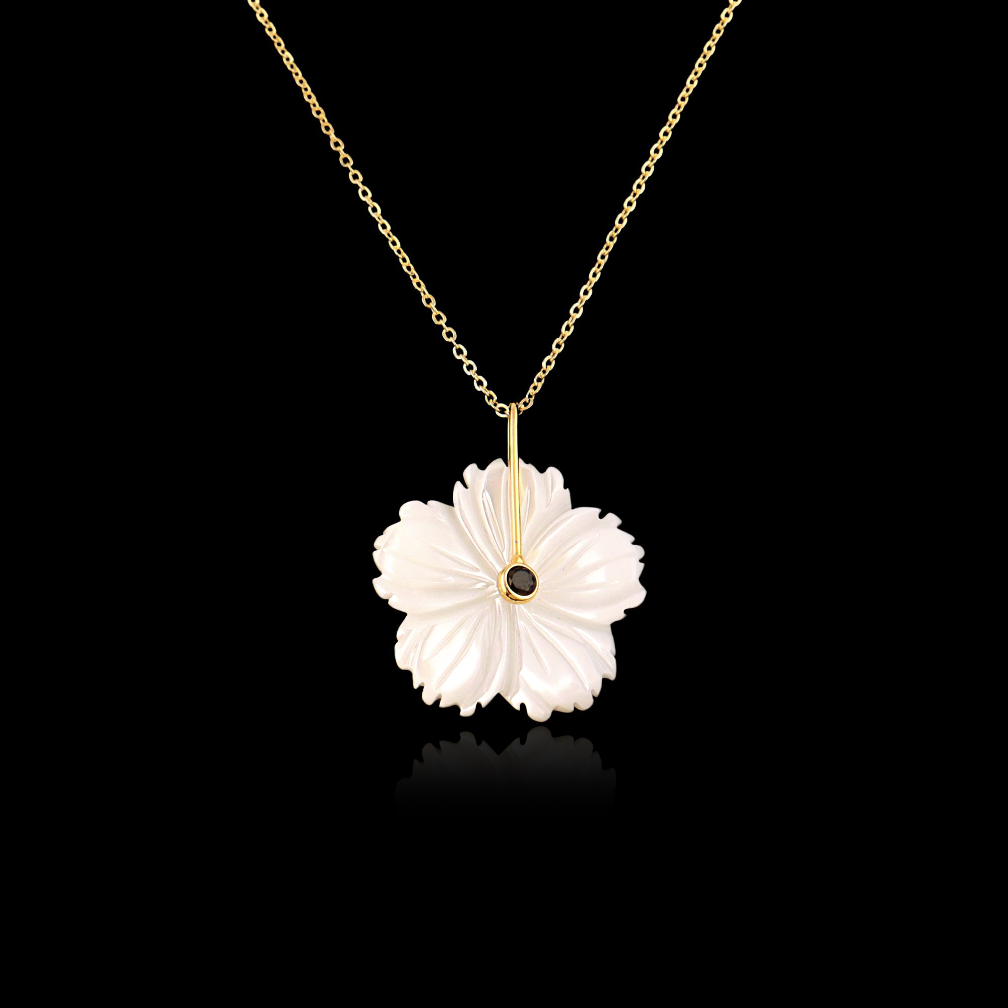 Mother of Pearl Shell with Black CZ