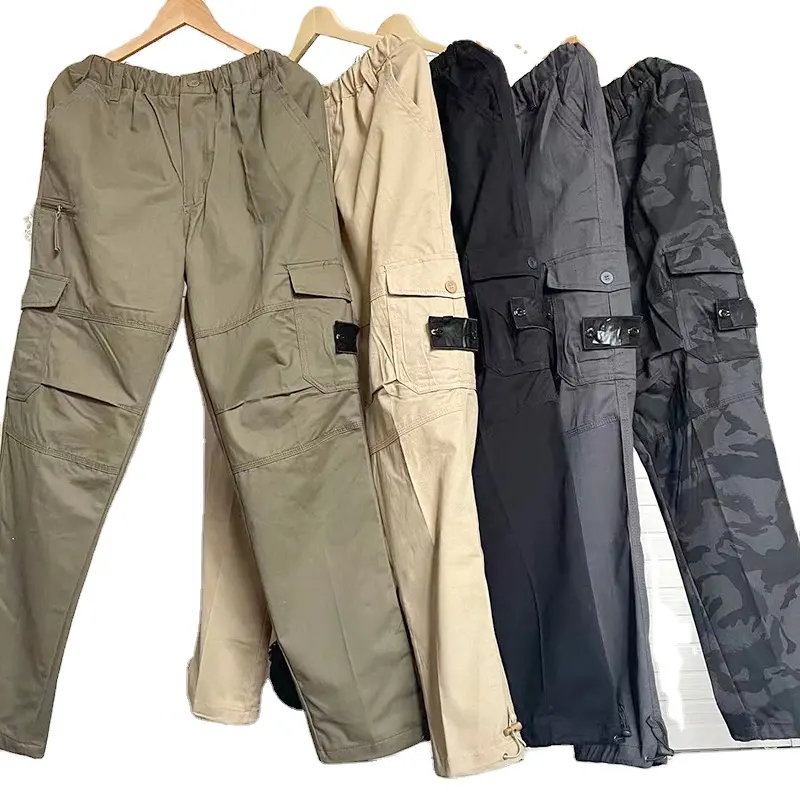 Pantalon de jogging Cargo kaki hommes mince vente en gros personnalisé 100 coton hommes décontracté plaine OEM poches mer XXS Chine Technics Long article mouche