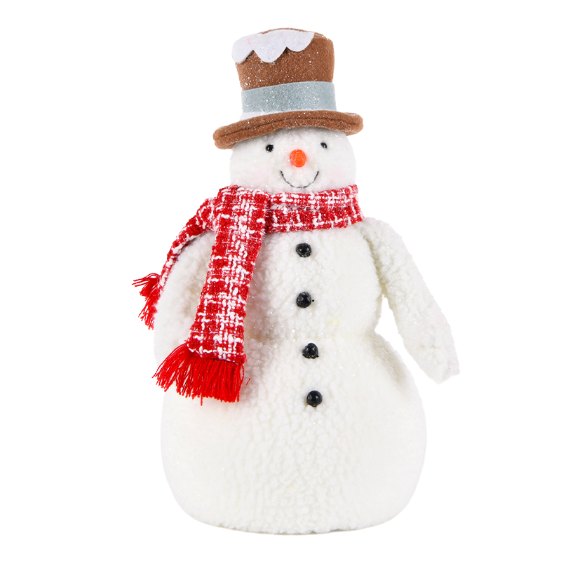 Cappello marrone Sciarpa rossa Pupazzo di neve