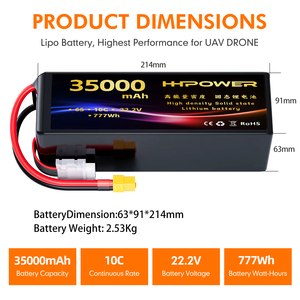 Baterai Drone 10C 6S 11000mAh 16000mah 22000mah 27000mah 28000mah 30000mah 32Ah 35Ah 50Ah untuk baterai Drone pertanian - Product Image 5