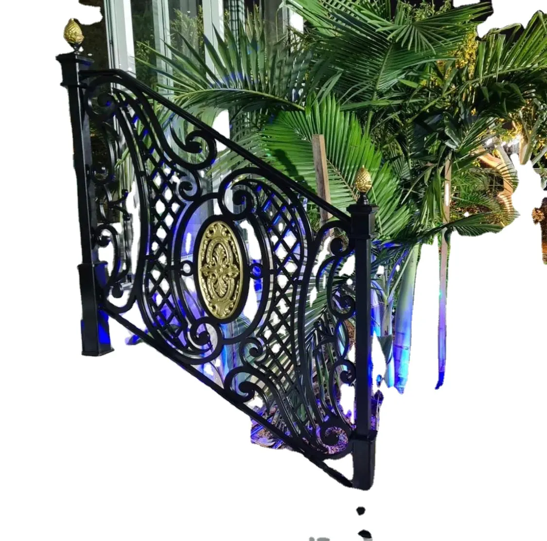 Porte en fer forgé Clôture en fer forgé/Porte en fer forgé Rampe de balcon/Fleurs Clôture et feuilles Clôture en fer galvanisé et gril