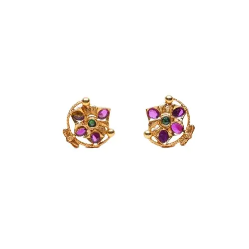 Phong Cách Lấp Lánh Bạc 14K Vàng Mạ Nhiều Màu Đá Studded Hoa Motif Phụ Nữ Stud Bông Tai Như Món Quà Kỷ Niệm Tại Chi Phí Tốt Nhất