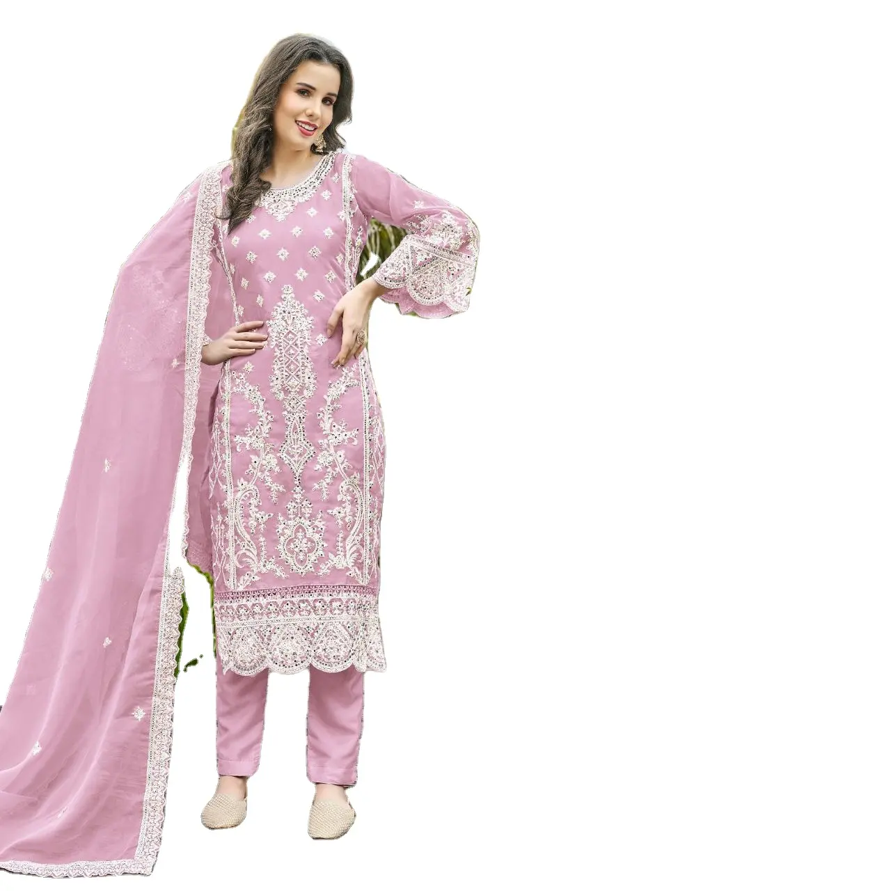 Most beautiful Cool Pink Cotton Hand Embroidered Shalwar Kameez suits on Viscose fabric formal wears