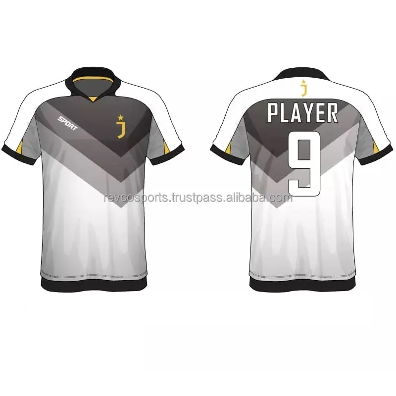 Camiseta de fútbol blanca y gris personalizada, nombre y logotipo de equipo personalizado, camisetas de fútbol de sarga, camisetas de entrenamiento de equipos de fútbol