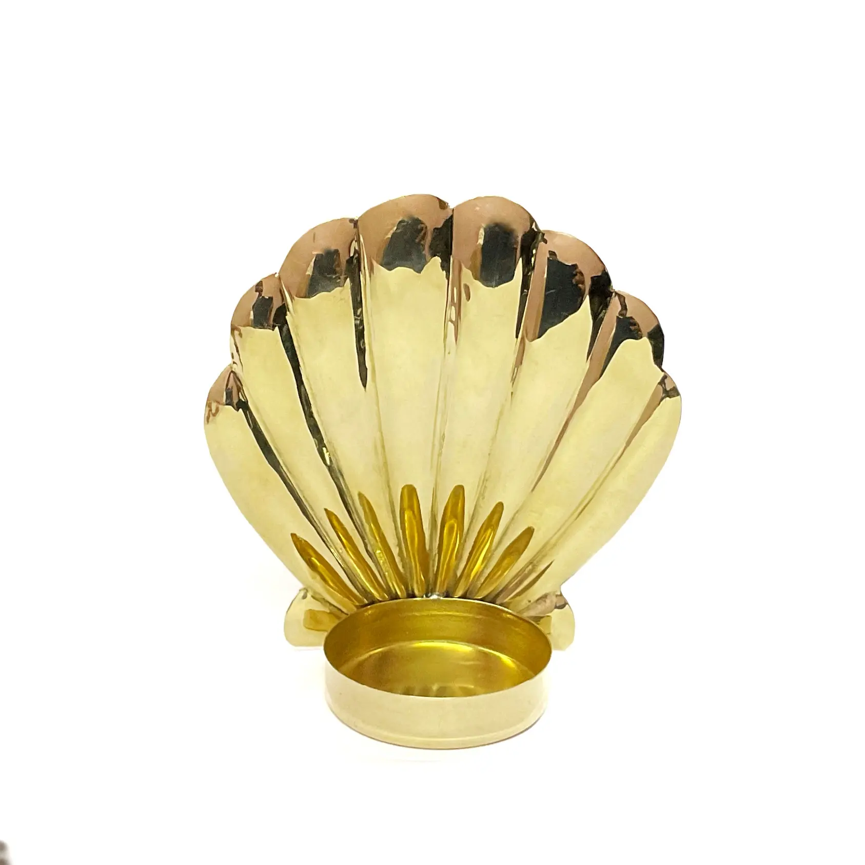 Fatto a mano senza piombo in ottone a forma di conchiglia da tavolo appeso Tealight holder prezzo di fabbrica a buon mercato all'ingrosso decorativo decorazioni per la casa cera di candela