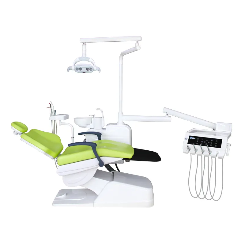 하이 퀄리티 치과 의자 MKT-400 이중 연결 쿠션 4 홀 LED 조명 치과 의자 단위 치과 장비 공급 업체
